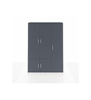Arges Dolap 7 Raflı 5 Kapaklı Tek Askılı 132x30x195 Antrasit-Antrasit/Çam