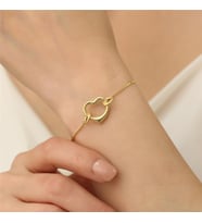 925 Ayar Gümüş Bombeli Kalp Bileklik (Gold)