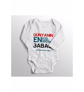 Erkek Bebek Beyaz Dünyanın En Güzel Sabırlı Mükemmel Babası Baskılı Zıbın