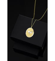 925 Ayar Gümüş Gold Kaplama Mikail Meleği Plaka Kolye