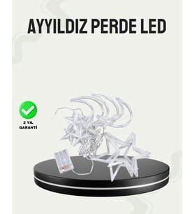 Prizli Yıldız Ay Perde LED Işık Ev ve Organizasyon Dekoru