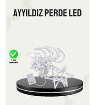 Prizli Yıldız Ay Perde LED Işık Ev ve Organizasyon Dekoru