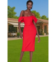Leopar Desenli Midi Boy Bodycon Abiye Elbise Polyester Karışımlı Yazlık Yüksek Kalite Seçkin Malzeme (Kırmızı)
