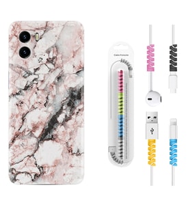 Vivo Y15S Y32 Y33S Y51 Y53S Kılıf Kablo Koruma Spiral Silikon Colorfull Marble 2 1389