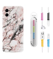 Vivo Y15S Y32 Y33S Y51 Y53S Kılıf Kablo Koruma Spiral Silikon Colorfull Marble 2 1389