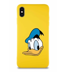 Apple iPhone XS Max Soft Premier Kapak Donald Duck-B Tasarımlı Silikon Kılıf - Sarı (Şeffaf)