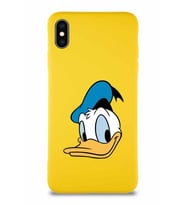 Apple iPhone XS Max Soft Premier Kapak Donald Duck-B Tasarımlı Silikon Kılıf - Sarı (Şeffaf)