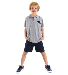 Shark Erkek Çocuk Polo Yaka T-shirt Şort Takım (Çok Renkli)