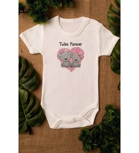Twins Forever Ikiz Kardeş Bebek Body Organik %100 Pamuklu Zıbın