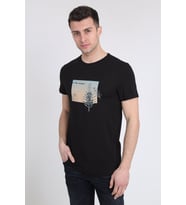 Erkek Bisiklet Yaka Baskılı T-Shirt 21K-3400742-1 Siyah