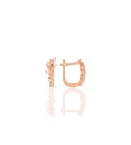 Gümüş  rose zirkon taşlı yaprak modeli klipsli j küpe  SGTL11430ROSE