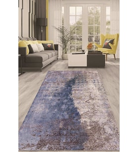 Dijital Kaymaz Taban Yıkanabilir Modern Renkli Salon Halısı Mutfak Halısı Yolluk ND-HT-740 (Mavi)