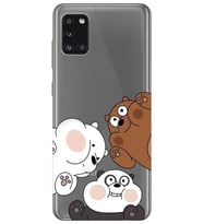 Samsung Galaxy A31 Uyumlu Kafadar Ayılar Desenli Şeffaf Telefon Kılıfı