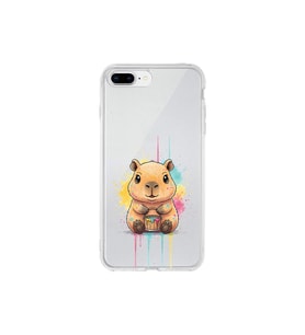 iPhone 8 Plus ile Uyumlu Splash Kapibara Tasarımlı Şeffaf Silikon Kılıf