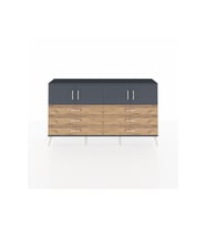 Arges Konsol 2 Raflı 6 Çekmeceli 4 Kapaklı 176x30x99 Antrasit-Antrasit/Çam