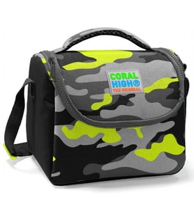 Coral High Erkek Çocuk Siyah Yeşil Kamuflaj Okul Beslenme Çantası - Yalıtımlı Piknik Çantası