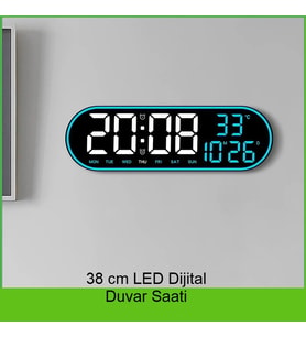 USB ile Çalışan LED Duvar Saati Büyük Ekran, Geri Sayım, Alarm, Kumandalı, Sıcaklık,Tarih Gösterimi (Siyah)