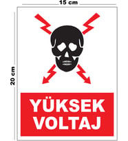 Metal Yüksek Voltaj 15cm x 20cm Uyarı Levhası Yönlendirme Tabelası