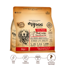 Mydog Az Tahıllı Dana Etli Yüksek Enerji Yetişkin Tüm Irk Köpek Maması 3kg