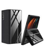 Samsung Galaxy Z Fold 2 Kılıf Karbon Droga Kapak (Siyah - Beyaz)