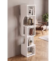 Kitaplık Ahşap Dekoratif Raf 5 Katlı Modern Çok Amaçlı Kitaplık Salon Ofis Kitaplığı 7067 Beyaz