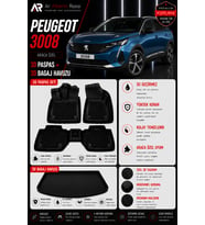 PEUGEOT 3008 ELEKTRIKLI 2024-2026 Araca Özel 3D Paspas + 3D Bagaj Havuzu
