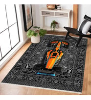 Antrasit Gri Siyah Düz Desenli Dijital Baskı Kaymaz Tabanlı Salon Halısı Modern Etnik