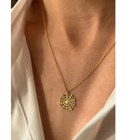 Kişiye Özel 925 Ayar Gümüş Örümcek Ağı Model Gold Kaplama Kolye Halloween Temalı Özel Hediye