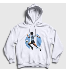 Presmono Unisex Beyaz Futbol Run Maradona Kapüşonlu Sweatshirt 51346tt