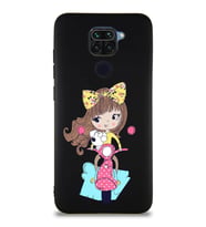 Xiaomi Redmi Note 9 Soft Premier Kapak Vespagirl Tasarımlı Silikon Kılıf - Siyah (Şeffaf)