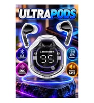 ULTRAPODS Bluetooth 5.3 Kablosuz Kulaklık – ENC Mikrofonlu, Ekstra Bass ve LED Ekranlı