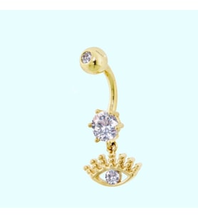 Altın Göbek Piercing 14 Ayar Sallantılı Göz