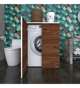 Kenzlife çamaşır makinesi dolabı kapaklı tatyana cvz 90*70*60 banyo ofis kapaklı arkalıksız (Karışık)