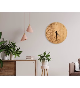 BK Home Dekoratif 45cm Ahşap Duvar Saati-12 (Beyaz)