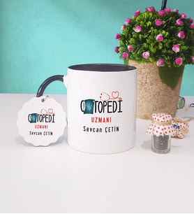 Ortapedi Uzmanı Kupa Bardak Siyah ve Anahtarlık