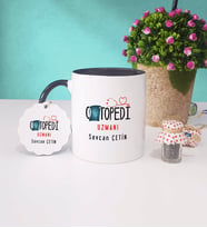 Ortapedi Uzmanı Kupa Bardak Siyah ve Anahtarlık