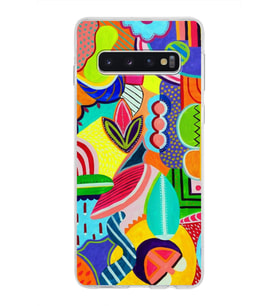 PrintiFy Samsung Galaxy S10 ile Uyumlu 1mm Slim Fit Retro Colors 6 Baskılı Şeffaf  Kılıf