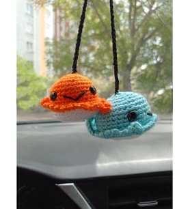 Amigurumi İkili Balık El Emeği Araba Süsü Dikiz Aynası