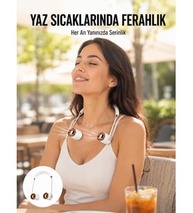 USB Şarjlı Katlanabilir Boyun Fanı 3 Kademeli Sessiz ve Taşınabilir Tasarım Yeni Nesil
