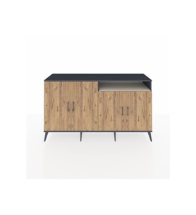 Kronos Konsol 6 Raflı 4 Kapaklı 176x59x99 Antrasit-Çam/Aytaşı