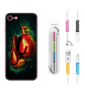 Apple iPhone 5 6 7 8 Plus Se XR Kılıf Kablo Koruma Spiral Silikon Boks Eldiveni 1763