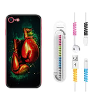 Apple iPhone 5 6 7 8 Plus Se XR Kılıf Kablo Koruma Spiral Silikon Boks Eldiveni 1763