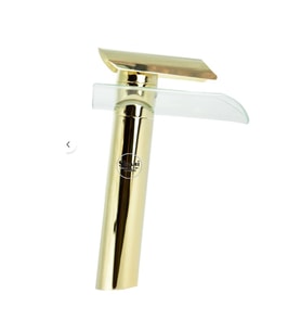Krom Renk Cam Detaylı Modern Ve Dayanıklı Lavabo Bataryası (Gold)