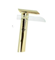 Krom Renk Cam Detaylı Modern Ve Dayanıklı Lavabo Bataryası (Gold)