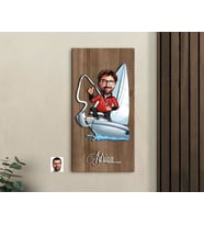 BK Gift Kişiye Özel Balıkçı Karikatürlü Kabartma Figürlü Ahşap Tablo-8, Arkadaşa Hediye, Sevgiliye Hediye, Duvar Dekoru