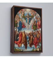 Çerçeveli Albrecht Dürer - Üçlü Birliğin Hayranlığı Tablo - Adoration of the Trinity (Altın)