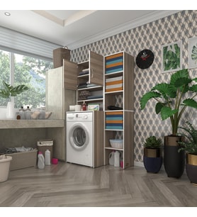 Kenzlife çamaşır makinesi dolabı hayzummaks crd 180*096*55 banyo kiler çift kapaklı arkalıklı (Karışık)