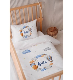 %100 Pamuk Saten Isme Özel 100x150 Bebek Yatak Nevresim Seti