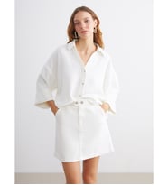 LCW Vision Beyaz Oversize Poplin Kadın Gömlek
