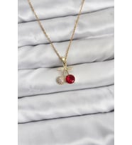 316L Çelik Zincir Gold Renk Kiraz Model Zirkon Taşlı Kadın Kolye - TJ-BKO10854